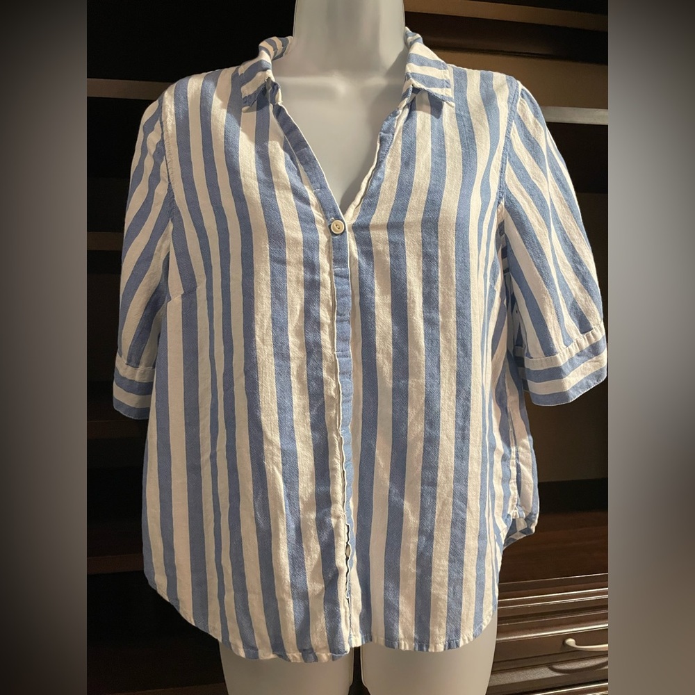 J. Crew Blue and White Striped Blouse
